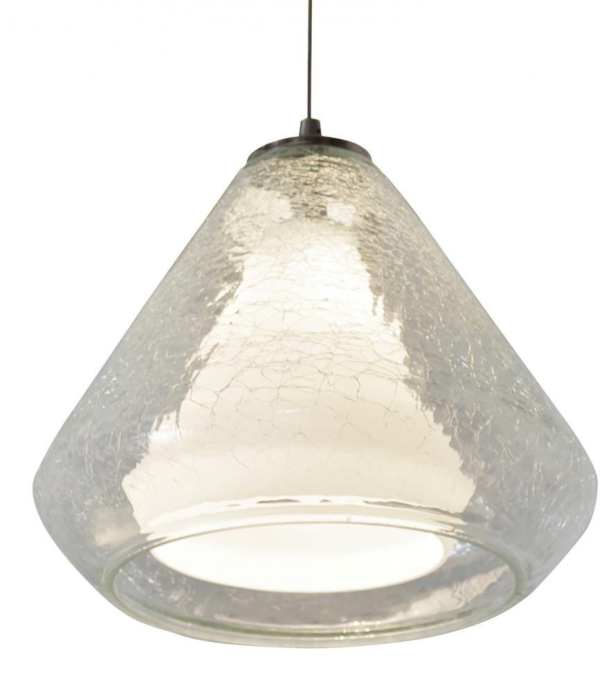 Armitage LED Pendant - 4000K - 120V - Satin Nickel - Clear Crackle