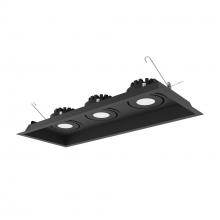 Nora NMRT3-3RL230FBB - Three-Head Flanged LED Multiple Lighting Trim, 1500lm per Head w/ Flood Optic, 3000K, Regressed