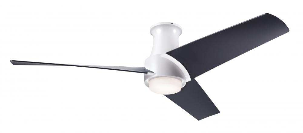 Ambit Flush DC Fan- Matte White Finish; 56" Matte Black Blades; 17W LED (Matte White Trim)