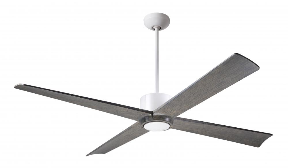 Nouveau DC Fan; Matte White Finish w/ Graphite; 56" Graywash Blades; No Light; Wall Control