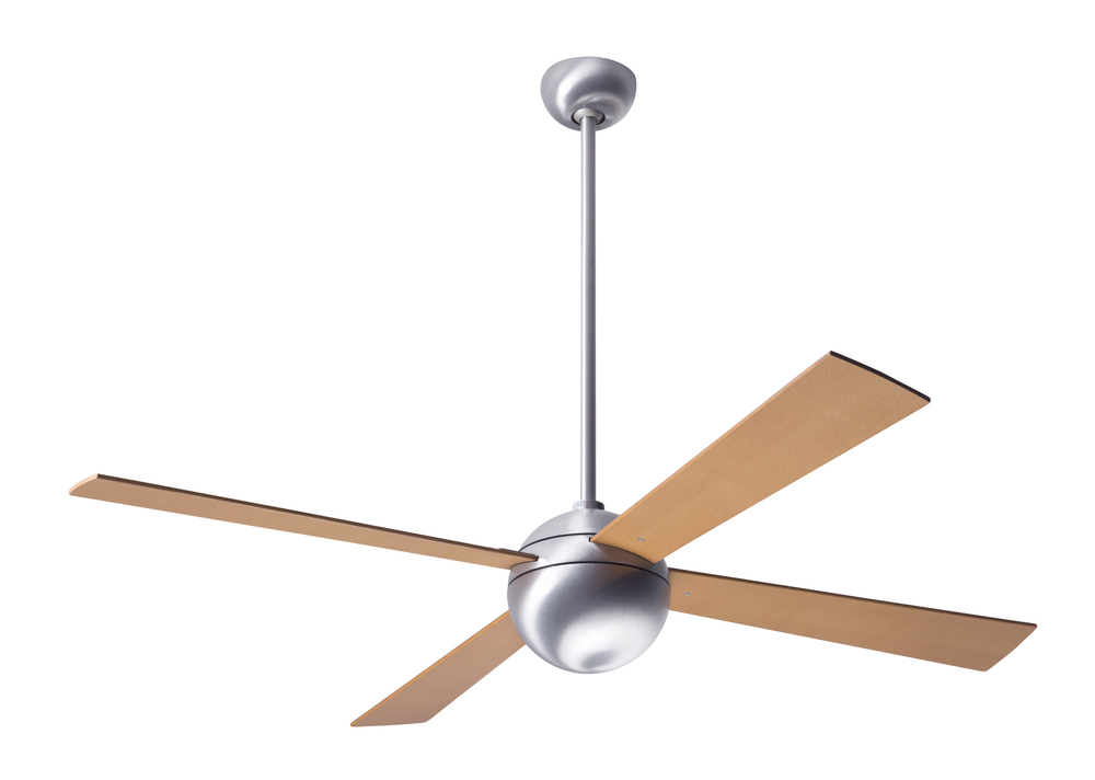 Ball Fan; Brushed Aluminum Finish; 52" Maple Blades; No Light; Fan Speed Control