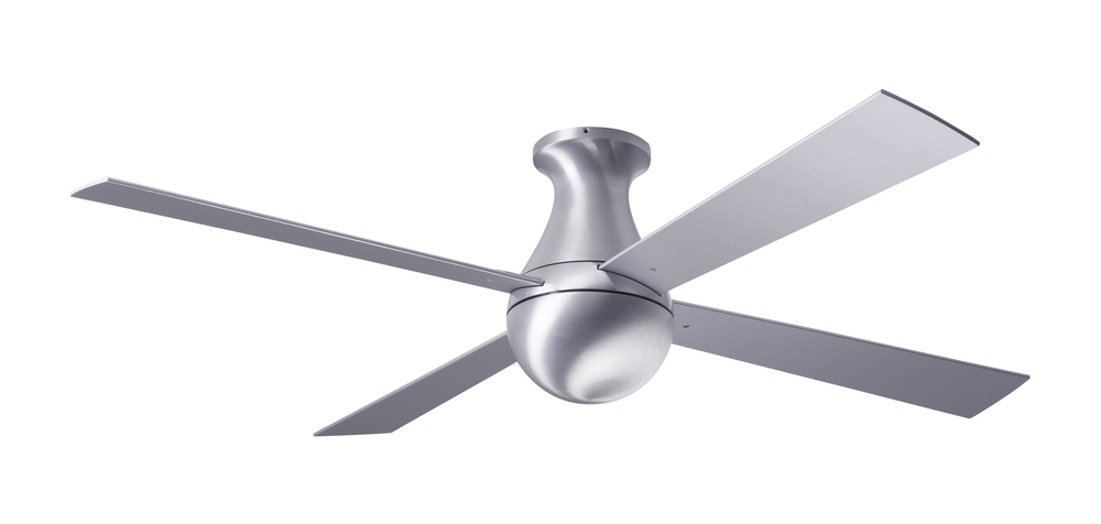 Ball Flush Fan; Brushed Aluminum Finish; 52" Aluminum Blades; No Light; Fan Speed Control