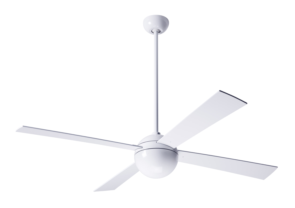 Ball Fan; Gloss White Finish; 42" Aluminum Blades; No Light; Fan Speed Control