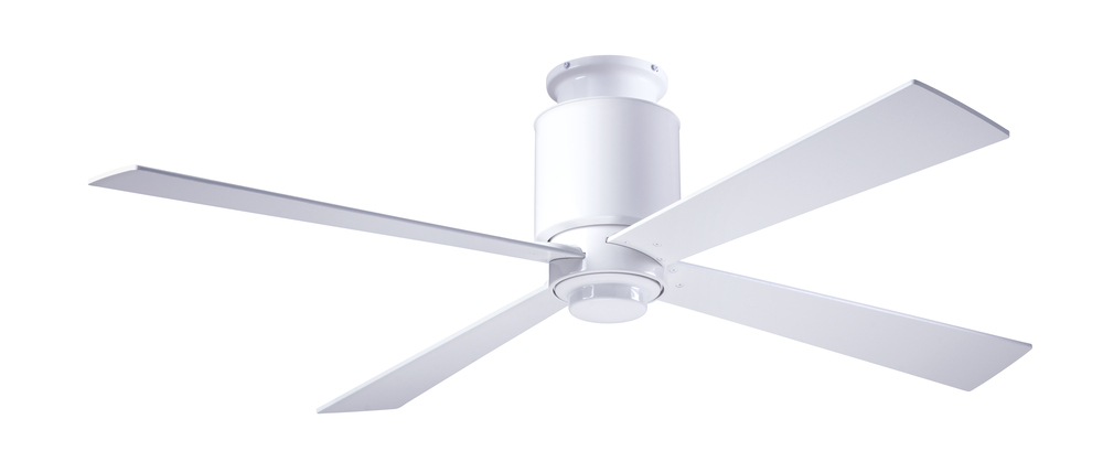 Lapa Flush Fan; Gloss White Finish; 50" Black Blades; No Light; Fan Speed Control