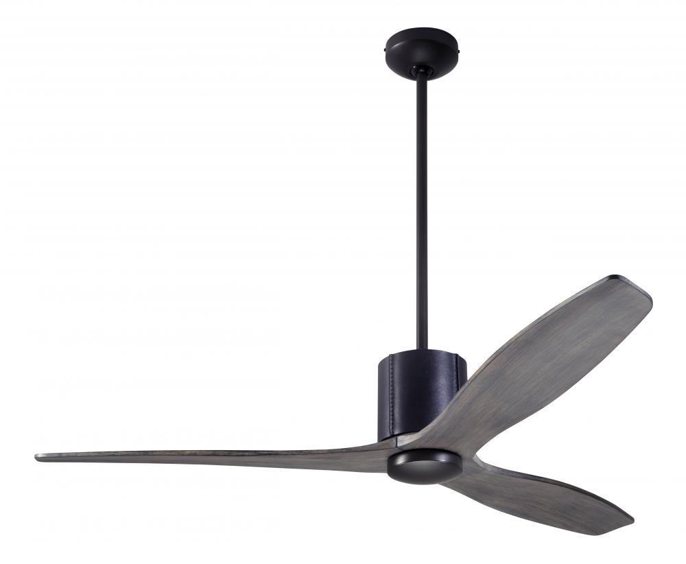 LeatherLuxe DC Fan; Dark Bronze Finish with Black Leather; 54" Graywash Blades; No Light; Wall/R