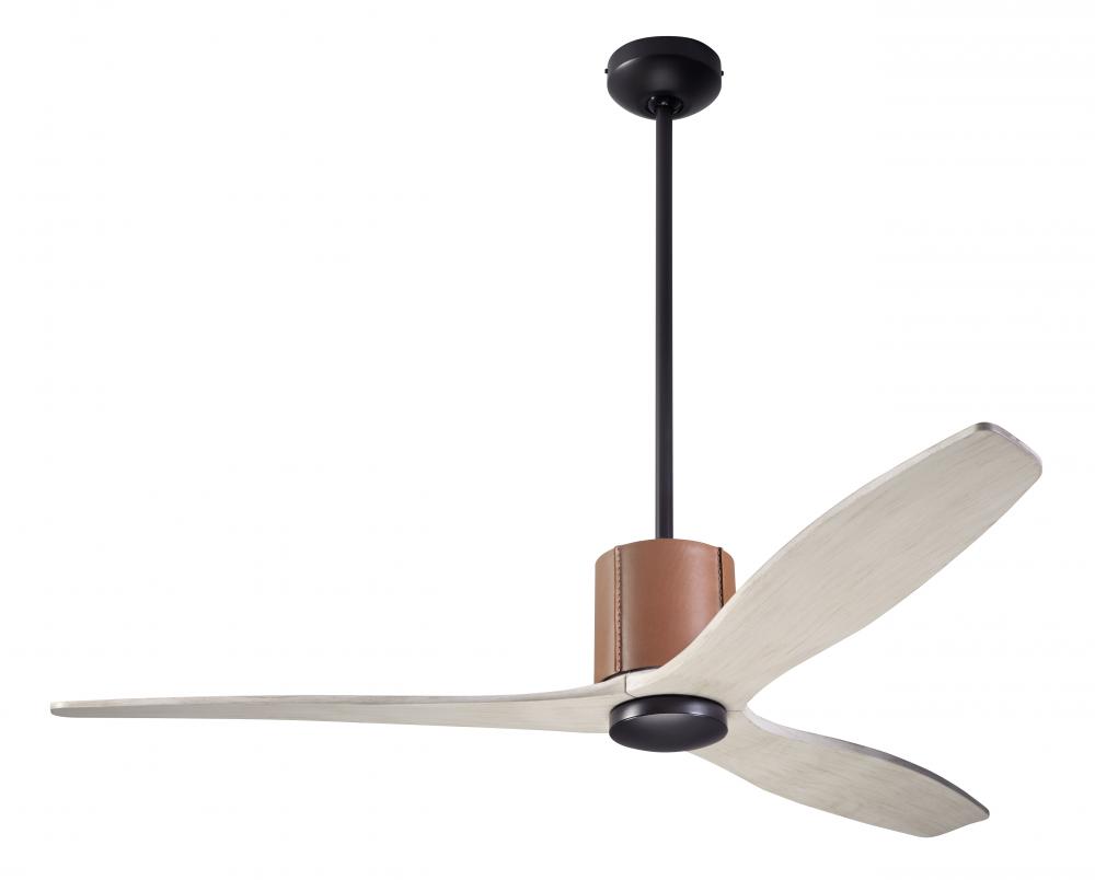 LeatherLuxe DC Fan; Dark Bronze Finish with Tan Leather; 54" Whitewash Blades; No Light; Remote