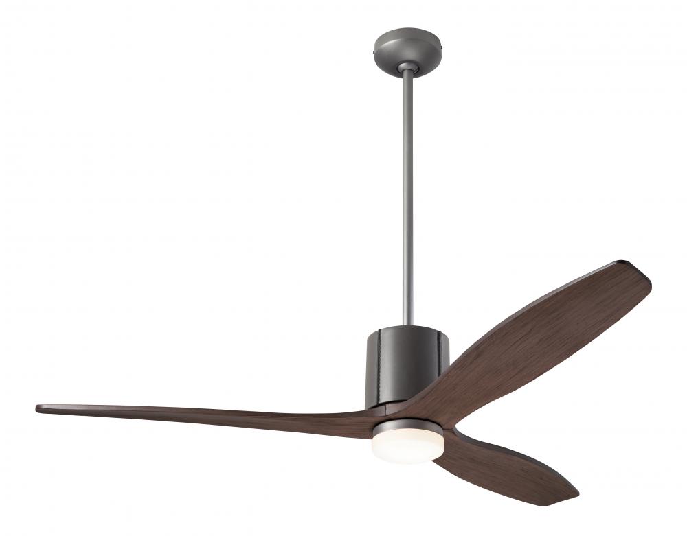 LeatherLuxe DC Fan; Graphite Finish with Gray Leather; 54" Mahogany Blades; 17W LED; Remote Cont