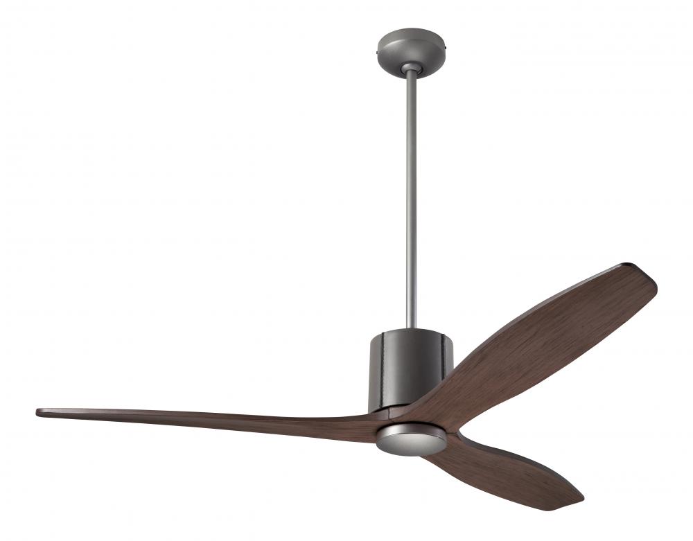 LeatherLuxe DC Fan; Graphite Finish with Gray Leather; 54" Mahogany Blades; No Light; Wall/Remot