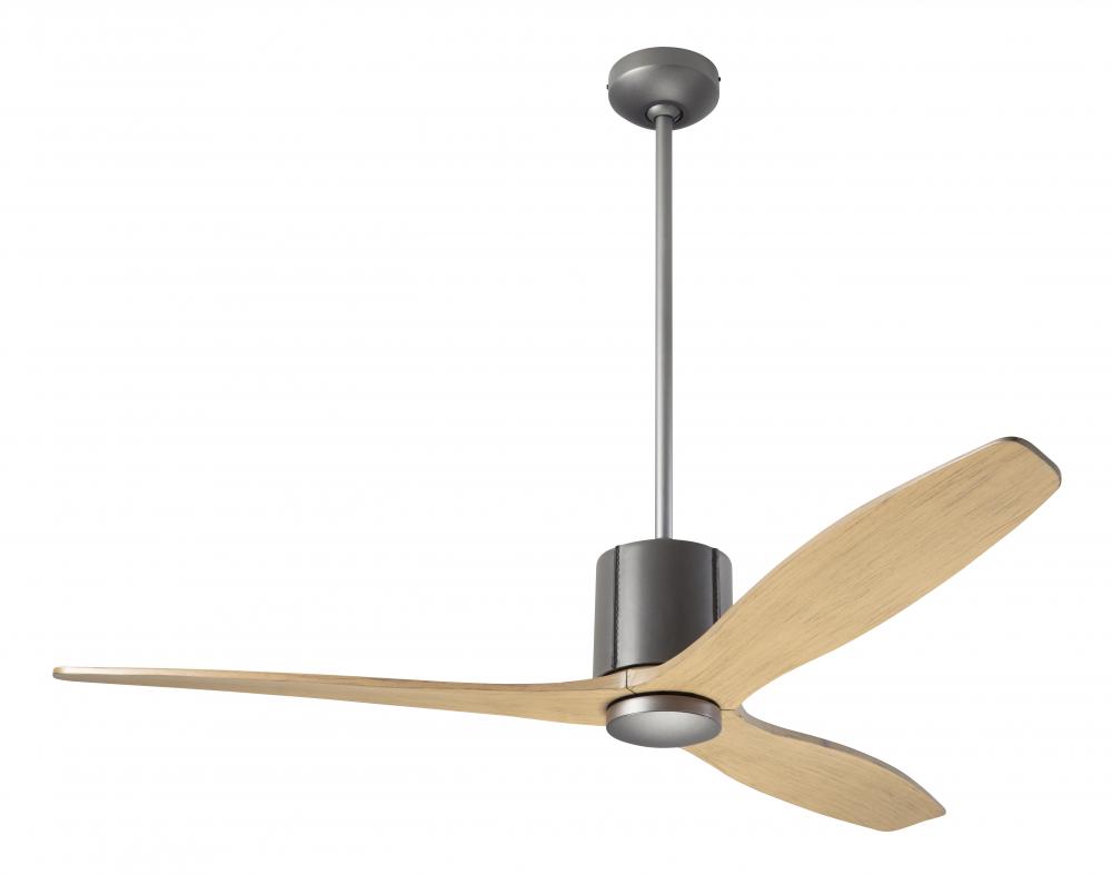 LeatherLuxe DC Fan; Graphite Finish with Gray Leather; 54" Maple Blades; No Light; Wall/Remote C