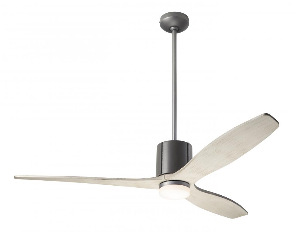 LeatherLuxe DC Fan; Graphite Finish with Gray Leather; 54" Whitewash Blades; 17W LED; Remote Con