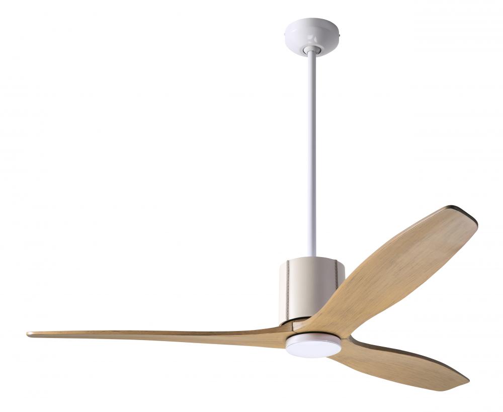 LeatherLuxe DC Fan; Gloss White Finish with Ivory Leather; 54" Maple Blades; No Light; Remote Co