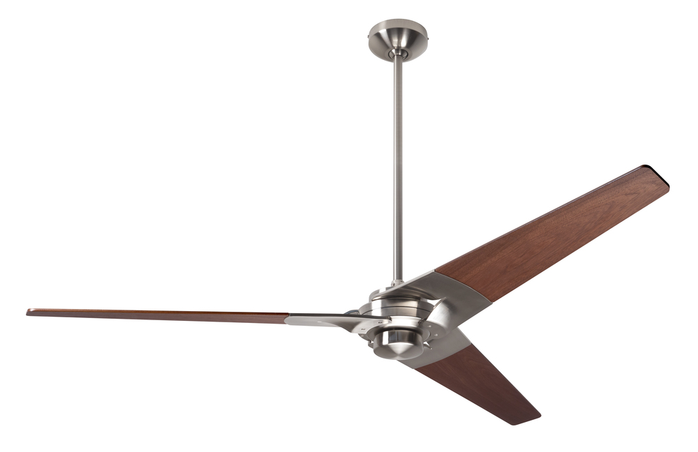 Torsion Fan; Bright Nickel Finish; 62" Mahogany Blades; No Light; Fan Speed Control