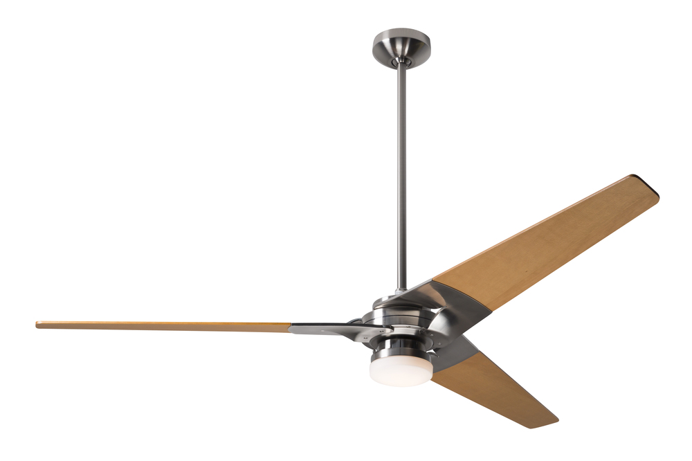 Torsion Fan; Bright Nickel Finish; 62" Maple Blades; 17W LED; Fan Speed and Light Control (3-wir