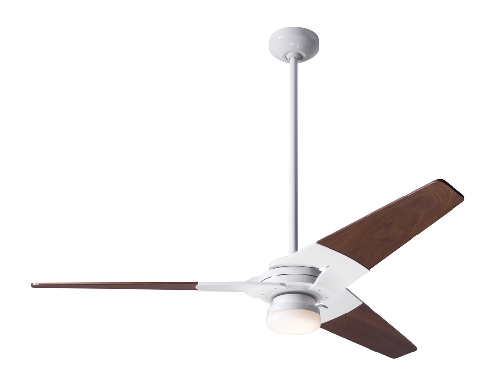 Torsion Fan; Gloss White Finish; 52" Mahogany Blades; 17W LED; Fan Speed and Light Control (3-wi