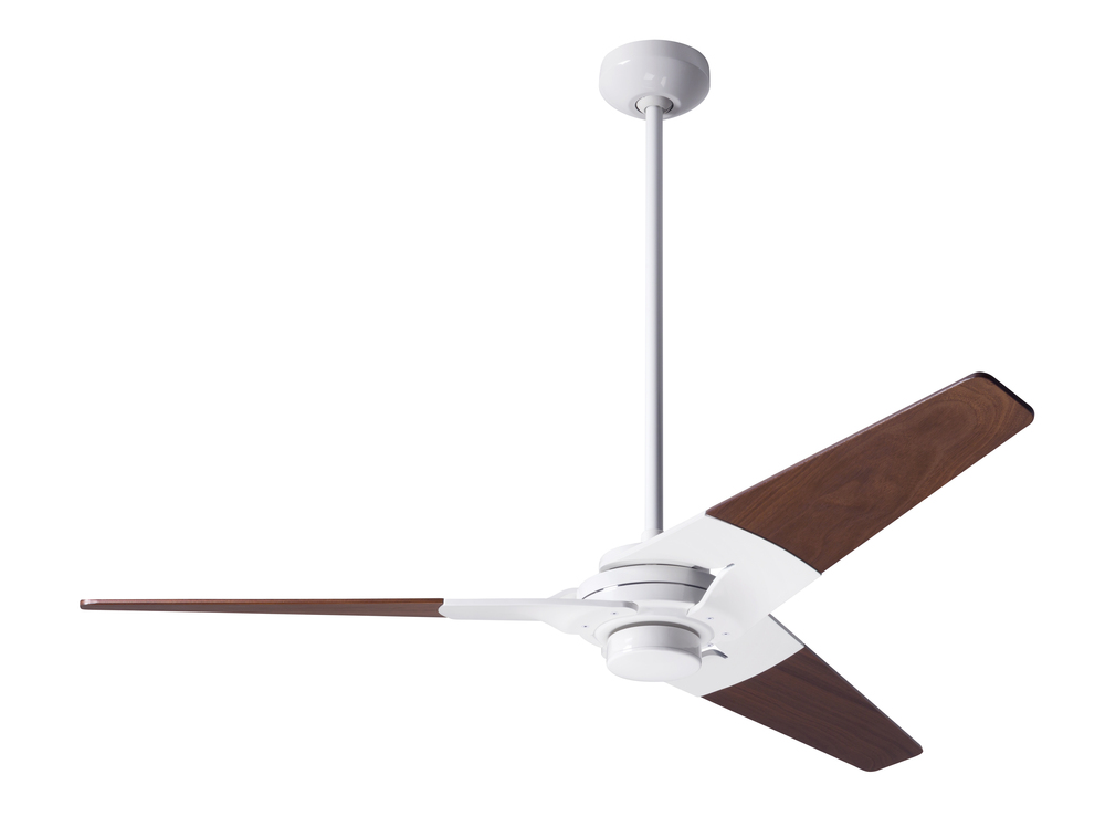 Torsion Fan; Gloss White Finish; 52" Mahogany Blades; No Light; Fan Speed Control