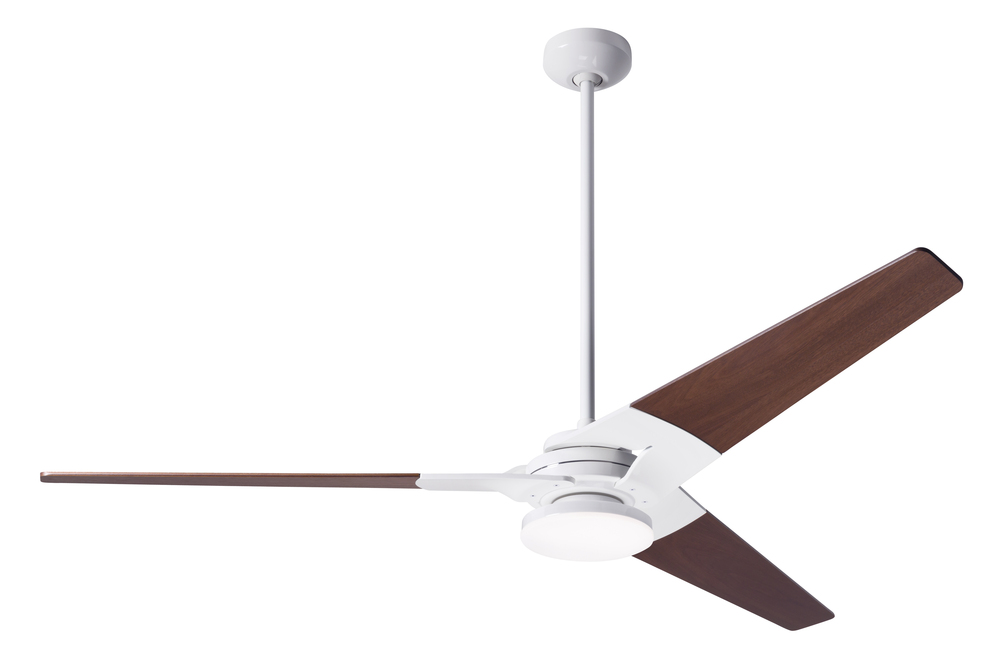 Torsion Fan; Gloss White Finish; 62" Mahogany Blades; 20W LED; Fan Speed and Light Control (3-wi