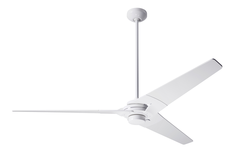 Torsion Fan; Gloss White Finish; 62" White Blades; No Light; Fan Speed Control