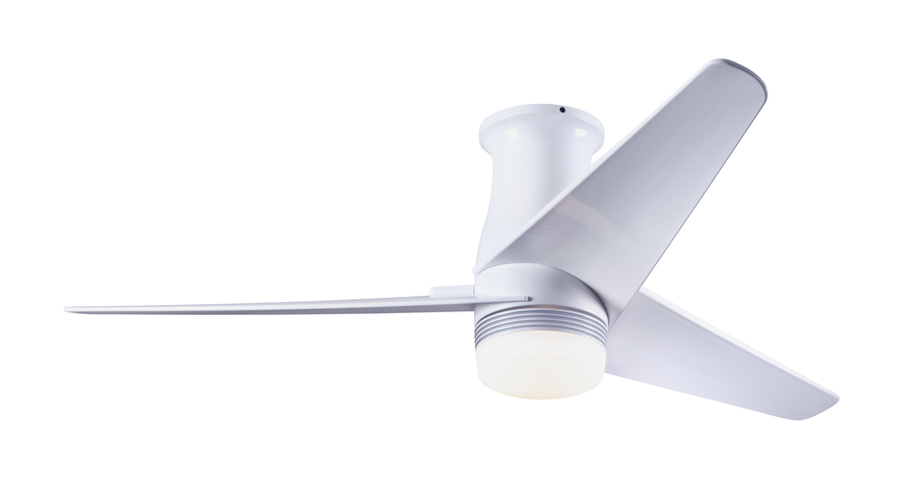 Velo Flush DC Fan; Gloss White Finish; 48" White Blades; 17W LED; Handheld Remote Control