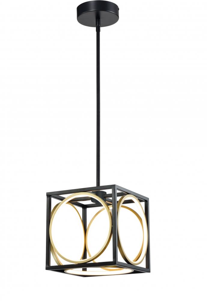 9.5" 20W LED Pendant, initial Lumen,1200 in black frame with Gold inside 3000K