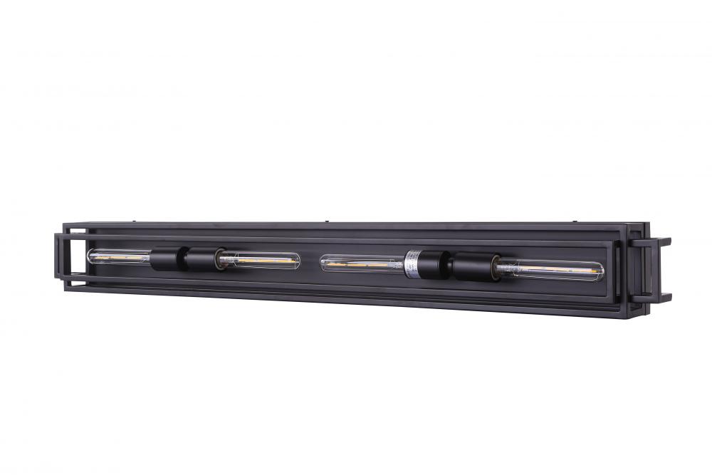 40" 4x 60W E26 W rectangular Vanity light in black finish