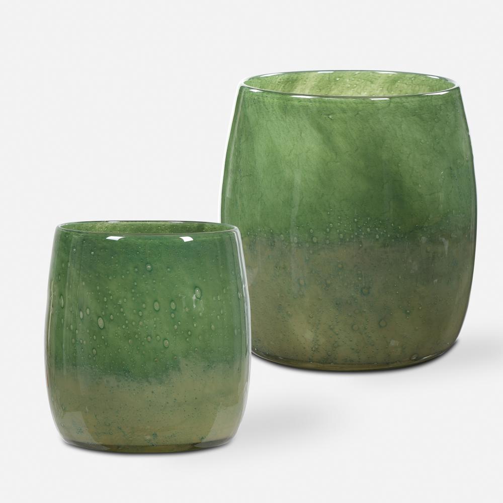 Uttermost Matcha Green Glass Vases, S/2