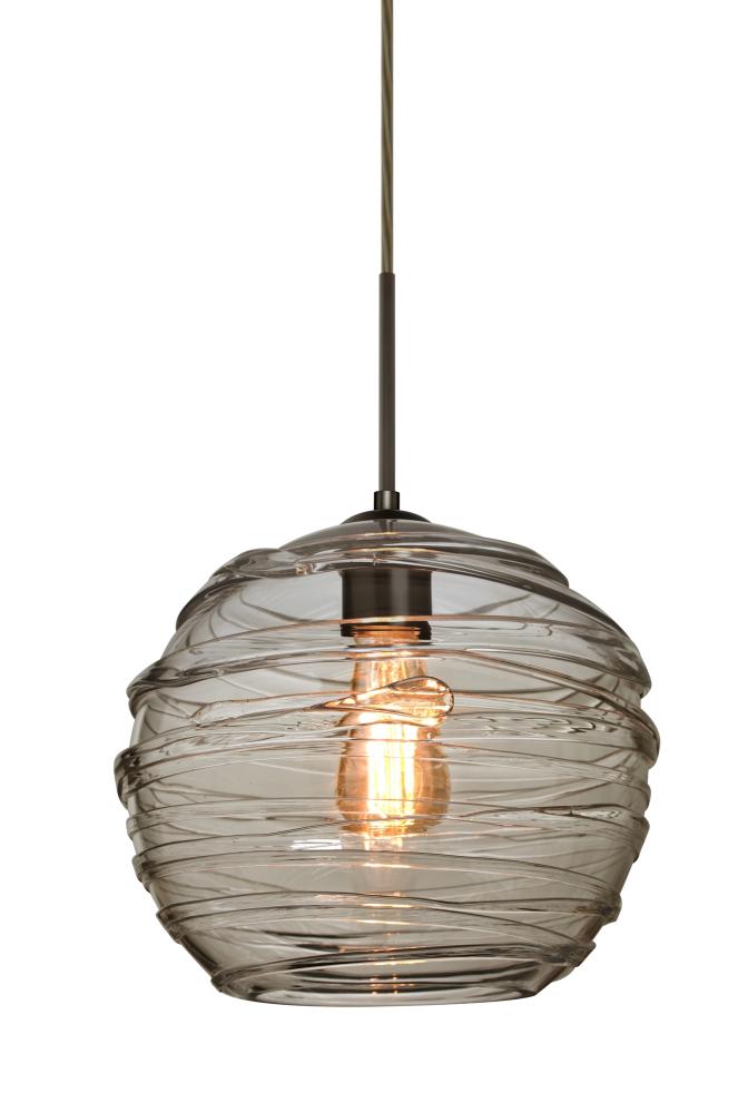 Besa Wave 10 Pendant Bronze Smoke 1x8W LED Filament