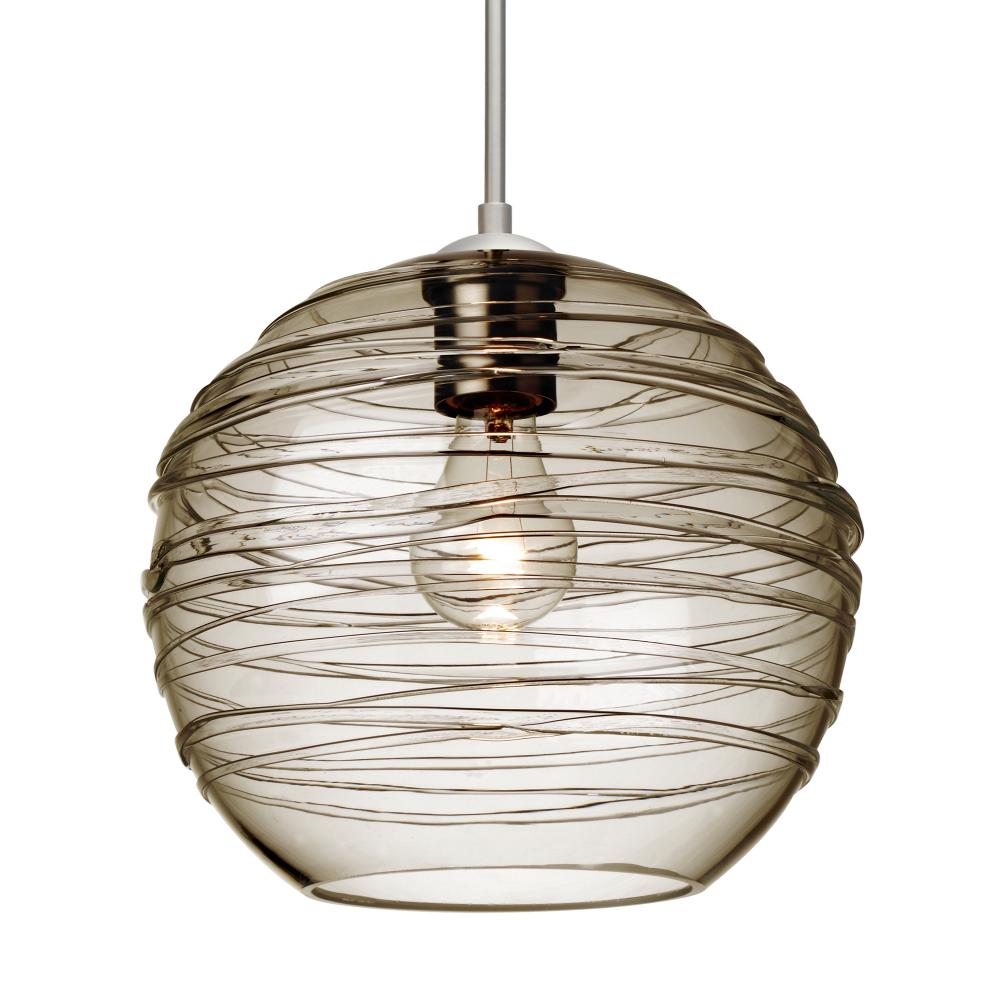 Besa Wave 10 Pendant Satin Nickel Smoke 1x60W Medium Base, 15Ft. Cord