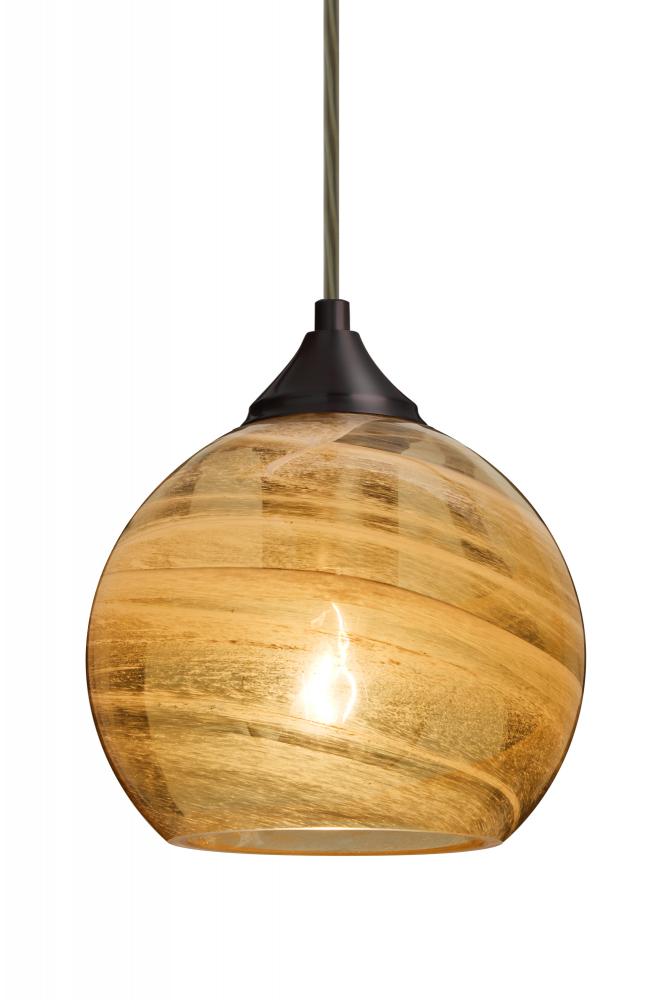 Besa, Jilly Cord Pendant, Vapor Amber, Bronze Finish, 1x60W Medium Base