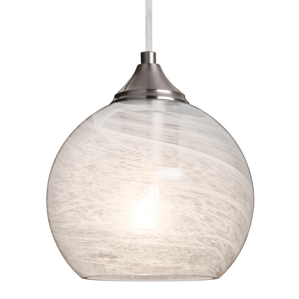 Besa, Jilly Cord Pendant, Vapor Clear, Satin Nickel Finish, 1x60W Medium Base, 15Ft.