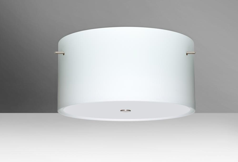 Besa Ceiling Tamburo 16 Satin Nickel Opal Matte 1x28W LED