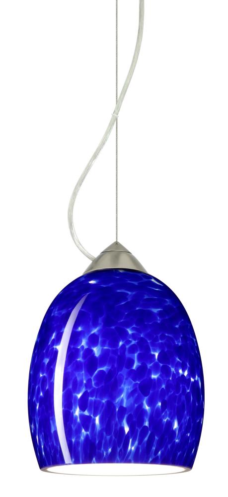 Besa Lucia LED Stem Pendant Blue Cloud Satin Nickel 1x9W LED