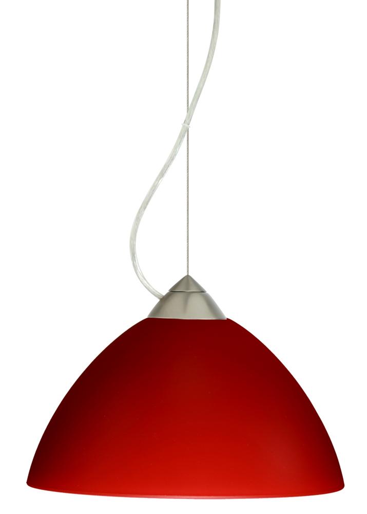 Besa Tessa Cable Pendant Red Matte Satin Nickel 1x75W Medium Base