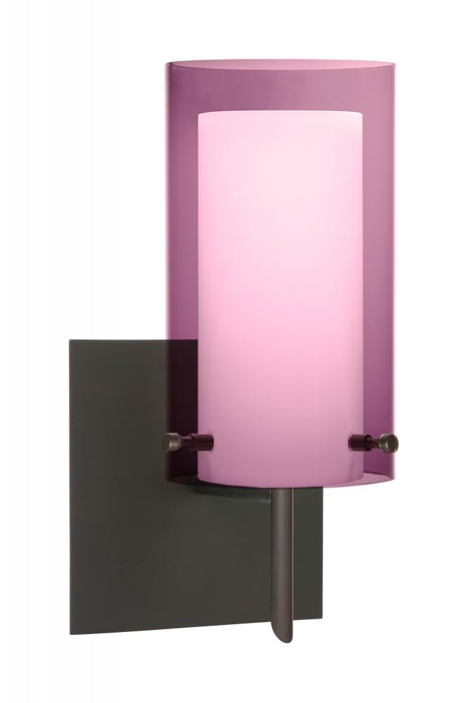 Besa Pahu 4 Wall With SQ Canopy 1SW Transparent Amethyst/Opal Bronze 1x5W LED