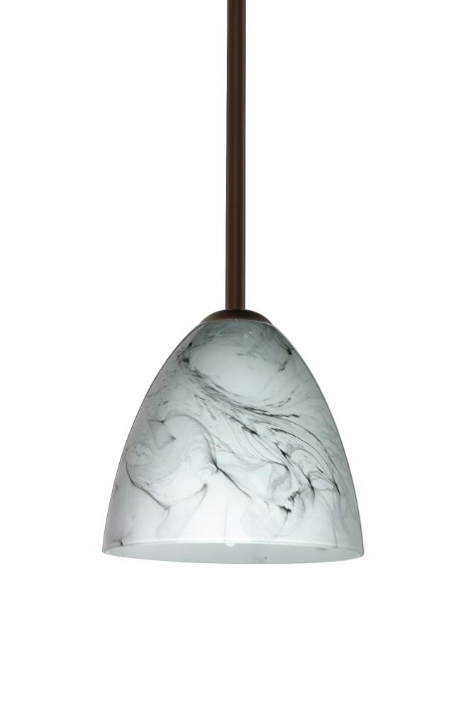 Besa Vila Stem Pendant Bronze Marble Grigio 1x60W Medium Base