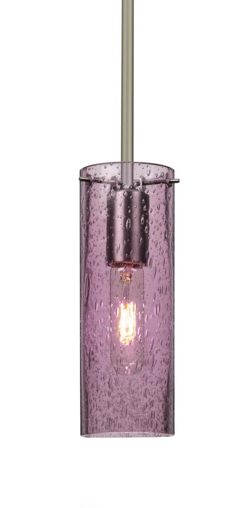 Besa, Juni 10 Stem Pendant, Plum Bubble, Satin Nickel, 1x60W Medium Base