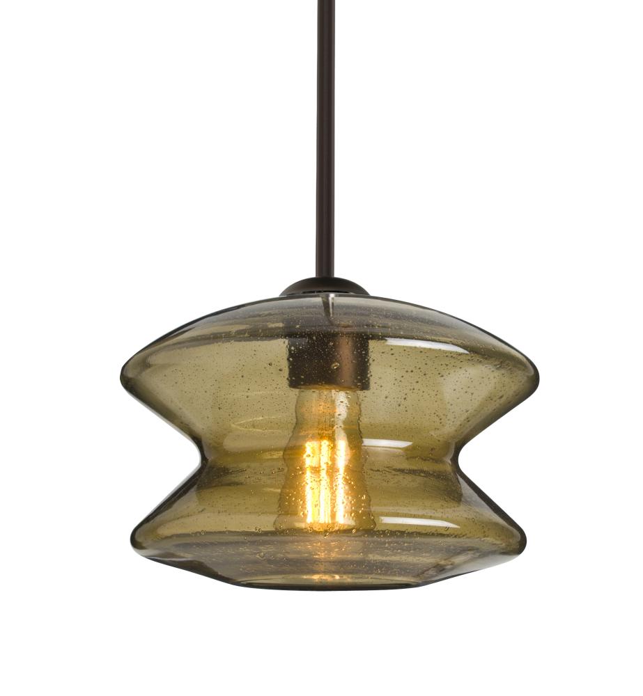 Besa, Zen Stem Pendant , Latte Bubble, Bronze Finish, 1x8W LED Filament