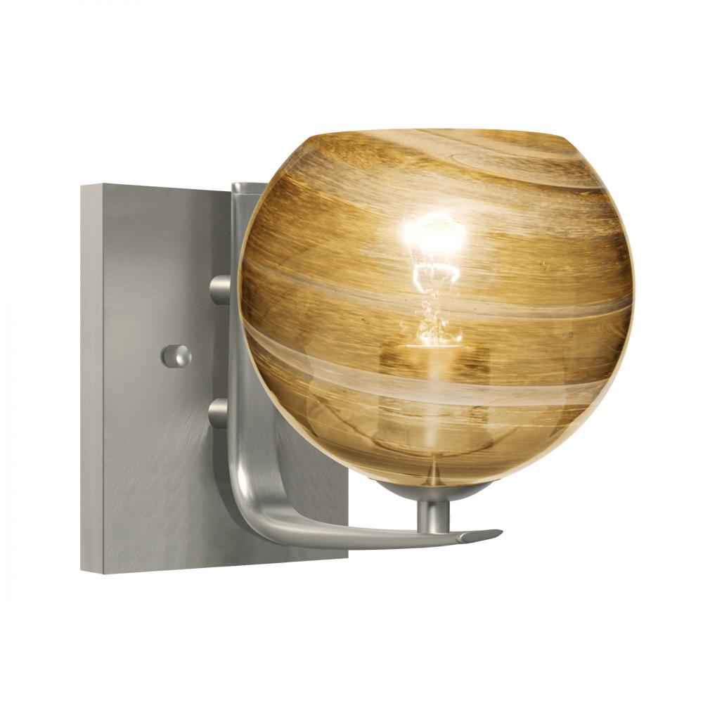 Besa, Jilly Vanity, Vapor Amber, Satin Nickel Finish, 1x60W Incandescent