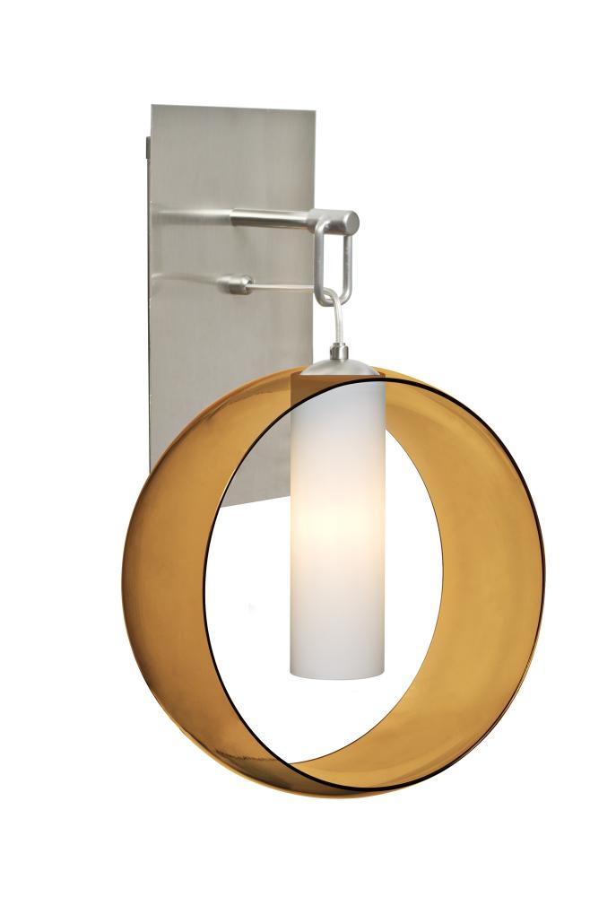 Besa, Plato Wall Pendant, Amber/Opal, Satin Nickel Finish, 1x5W LED