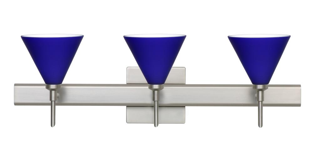 Besa Wall With Sq Canopy Kani Satin Nickel Cobalt Blue Matte 3x40W G9