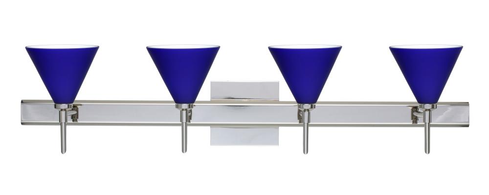 Besa Wall With Sq Canopy Kani Chrome Cobalt Blue Matte 4x40W G9