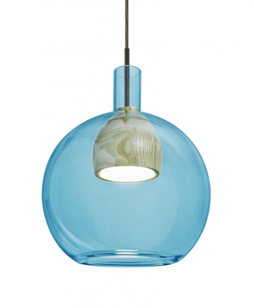 Besa, Benji Cord Pendant For Multiport Canopy, Blue/Natural, Bronze Finish, 1x9W LED