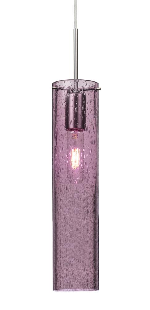 Besa, Juni 16 Pendant For Multiport Canopy, Plum Bubble, Satin Nickel, 1x60W Medium B