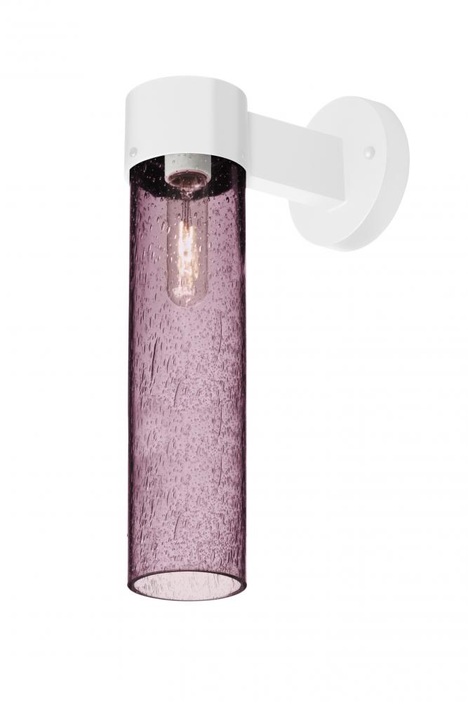 Besa, Juni 16 Outdoor Sconce, Plum Bubble, White Finish, 1x60W Medium Base