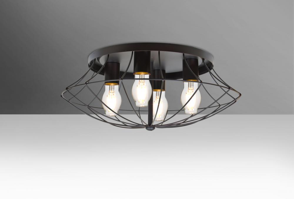 Besa Ceiling Spezza 18 Bronze 4x9W LED Filament