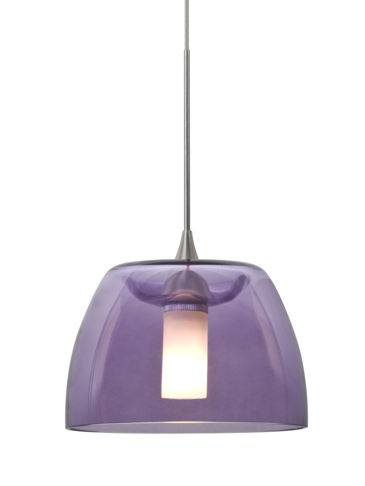 Besa Spur Cord Pendant For Multiport Canopy, Plum, Satin Nickel Finish, 1x35W Halogen