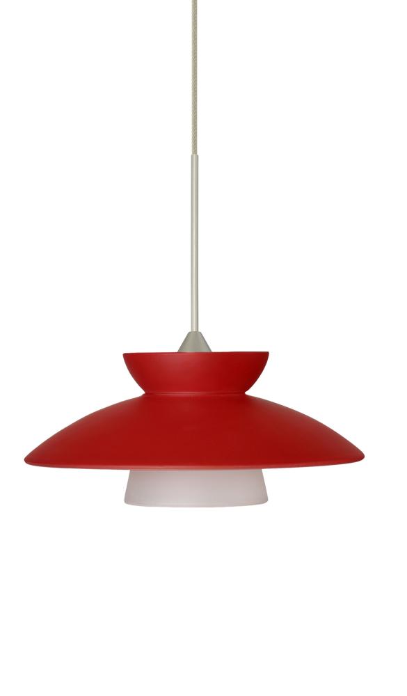 Besa Pendant Trilo 7 Satin Nickel Red Matte 1x50W Halogen