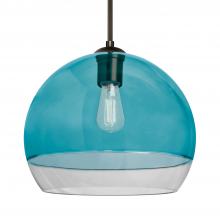 Besa Lighting 1JC-ALLY12BL-EDIL-BR - Besa, Ally 12 Cord Pendant, Coral Blue/Clear, Bronze Finish, 1x5W LED Filament