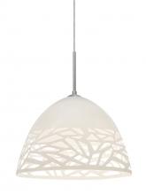 Besa Lighting 1JC-KIEVWH-LED-SN - Besa Kiev Pendant, White, Satin Nickel Finish, 1x9W LED