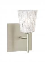 Besa Lighting 1SW-5125GL-LED-SN-SQ - Besa Wall With SQ Canopy Nico 4 Satin Nickel Glitter Stone 1x5W LED