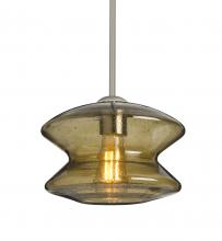 Besa Lighting 1TT-ZENLT-EDIL-SN - Besa, Zen Stem Pendant , Latte Bubble, Satin Nickel Finish, 1x8W LED Filament